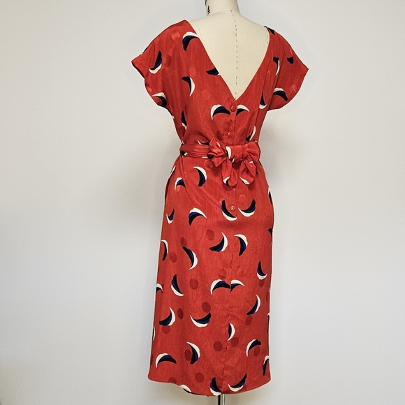 80s Ruched Red Dress - Picture 5 of 10